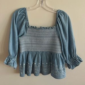 NWT American Eagle Denim Stitching Top